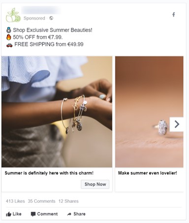 Jewellery Facebook Ad