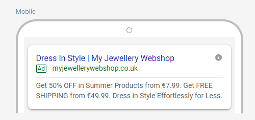 Jewellery Google Ad